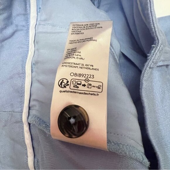 Anthropologie New Maeve Avery Pleated Trouser Shorts Linen Blend Light Blue - Picture 13 of 15